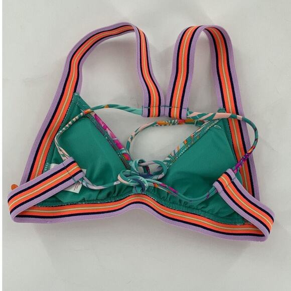 Xhilaration Bikini Top Junior Multicolor Striped Tropical Bralette Size Small - Picture 5 of 8